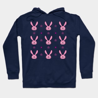 Pink rabbit and different stars pattern Hoodie